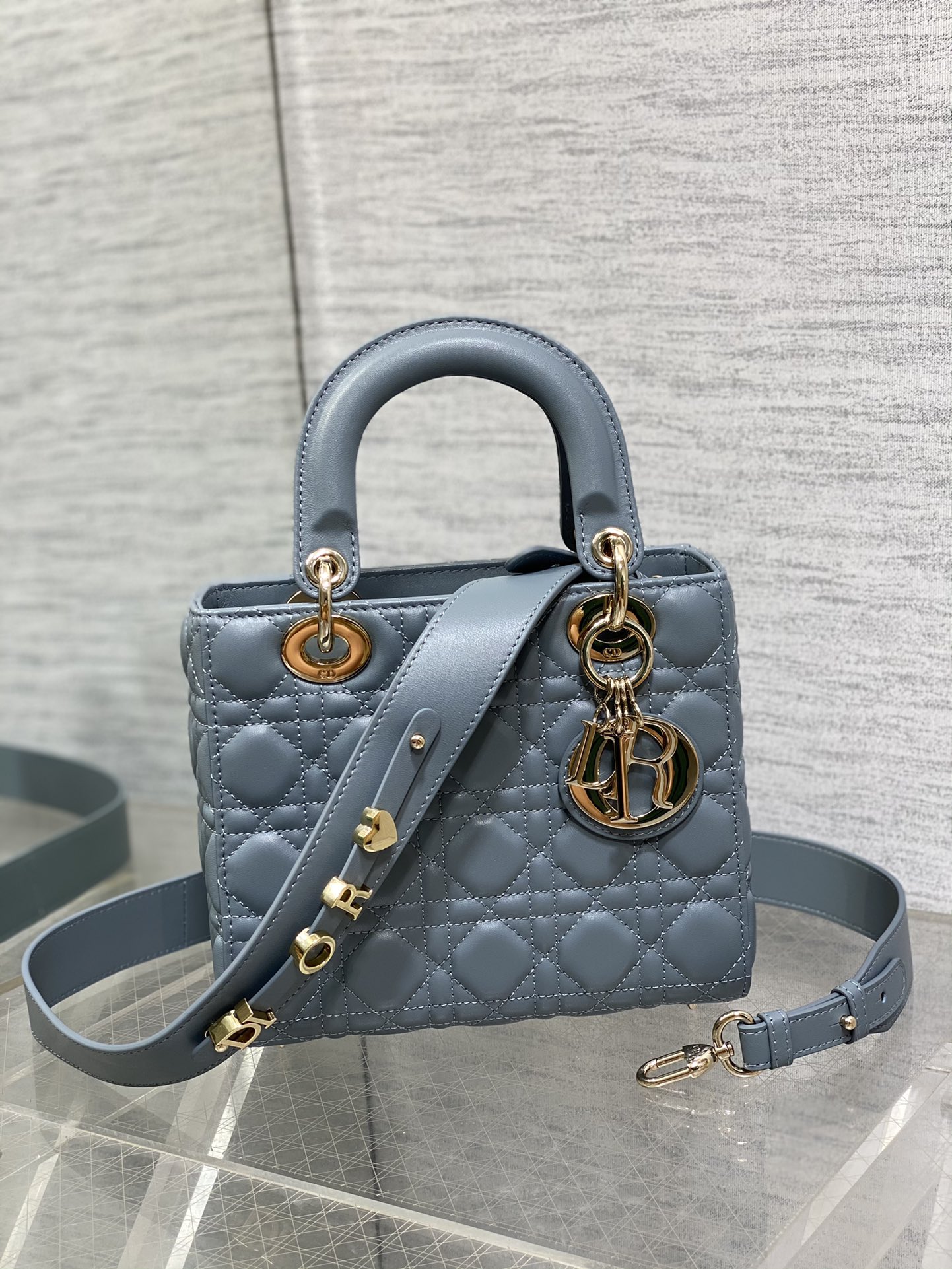 Small Lady Dior My ABCDior Bag Dark Gray Cannage Lambskin